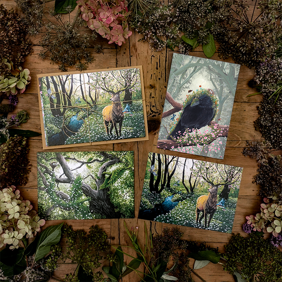 Set 3 cartes de vœux "Eclosion de la Forêt"