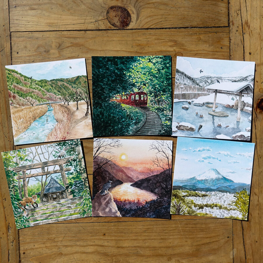 Set de 6 cartes "Esquisses de Voyage 1"
