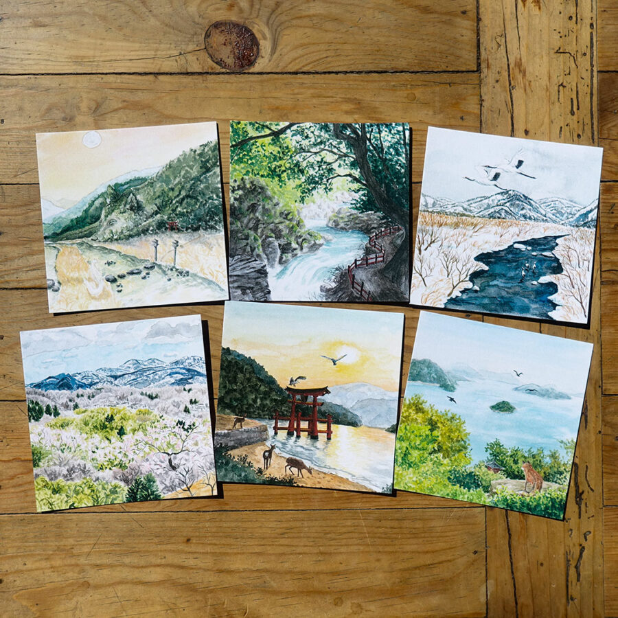 Set de 6 cartes "Esquisses de Voyage 2"