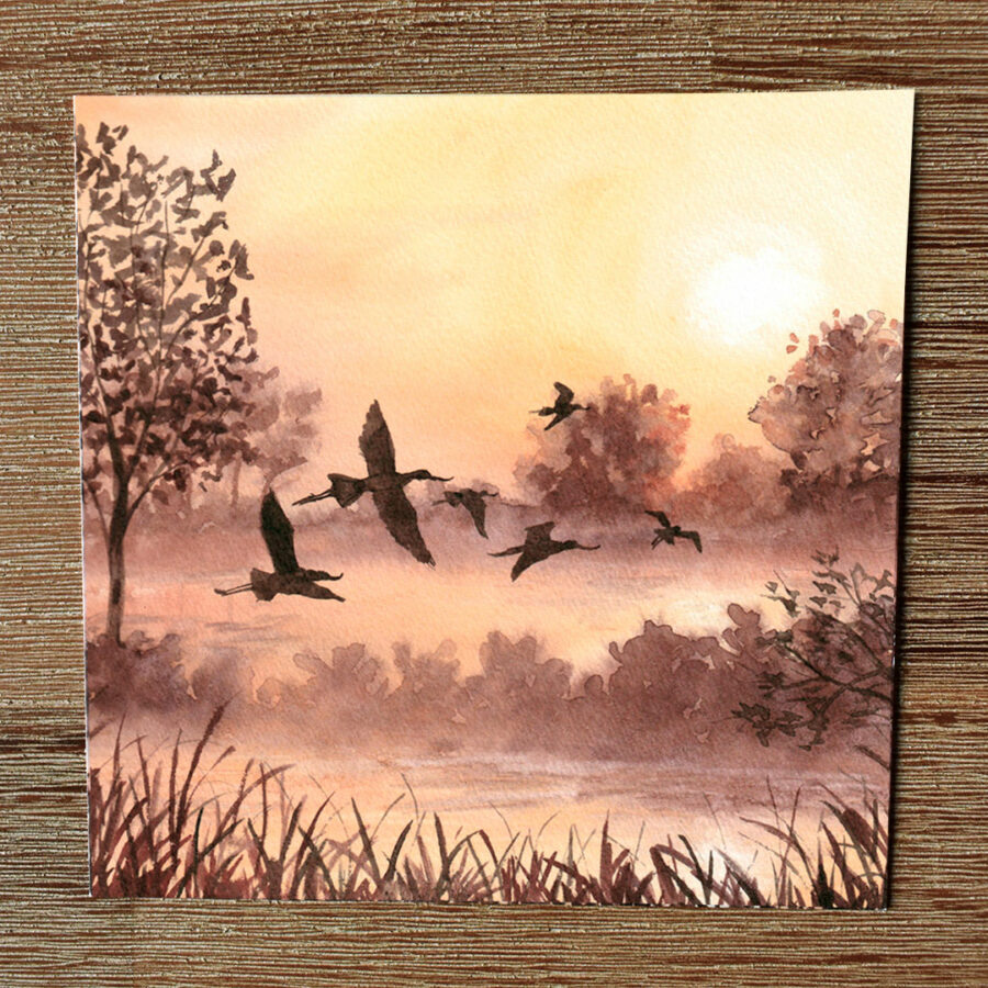 Carte de vœux "Envol à l'Aube"